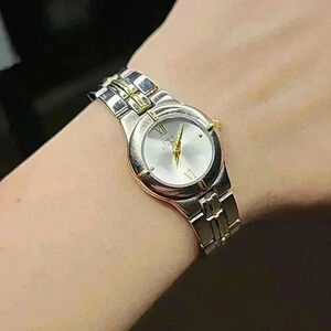 Classic Anne Klein II Gold & Silver Toned Link Bracelet Round Face Watch